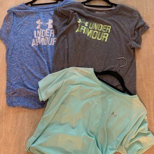Bundle of Women's Large, Under Armor Athletic shirts